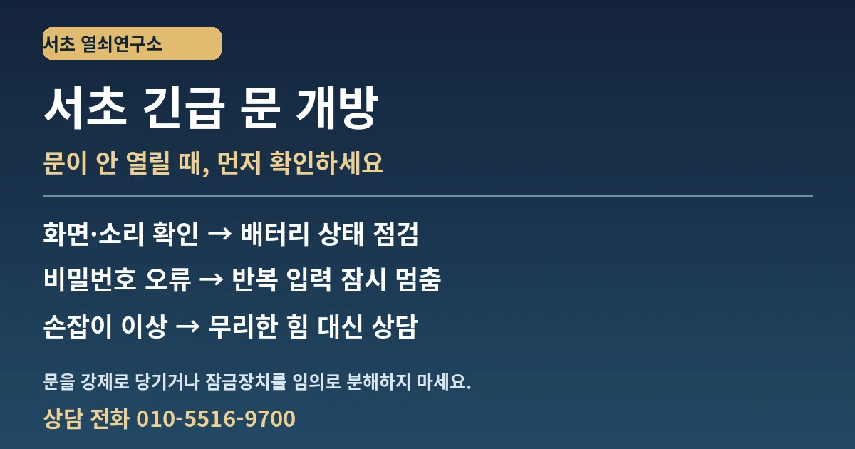 서초 긴급 문 개방 — 밤에 문이 안 열릴 때 상황별 대응법